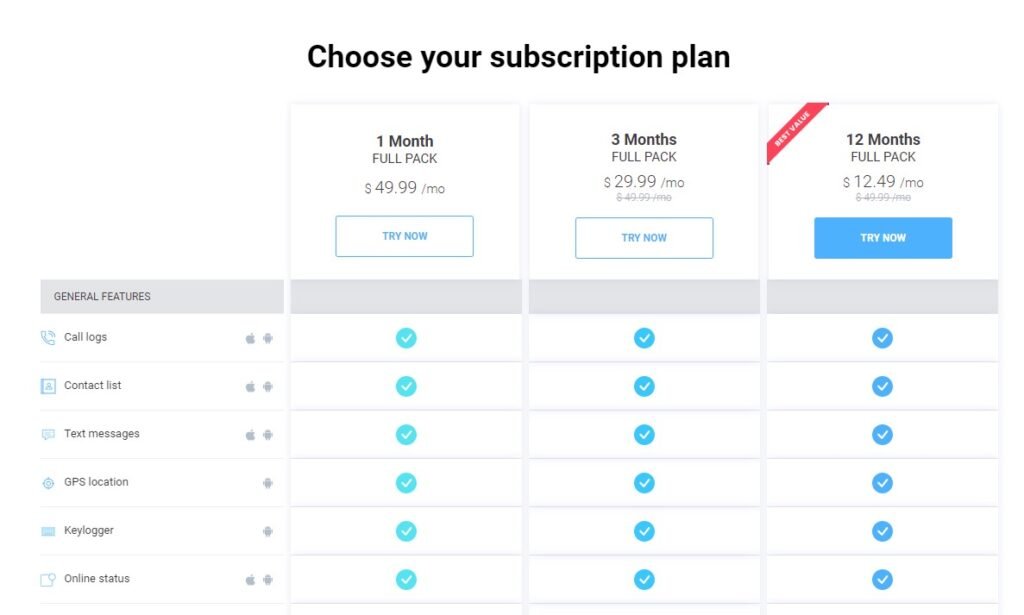 Cocospy Subscription Plans 