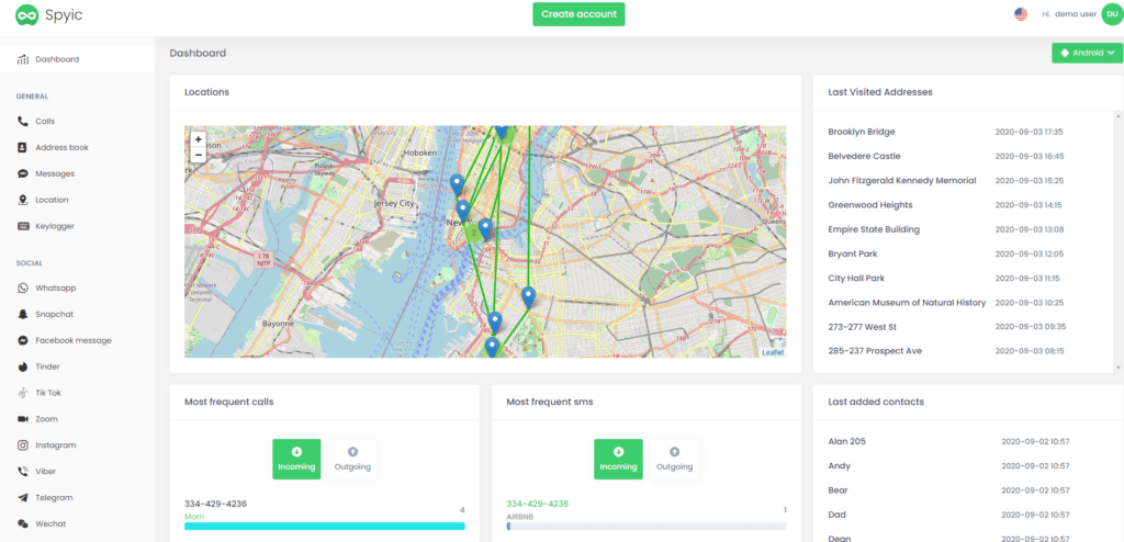 Spyic dashboard