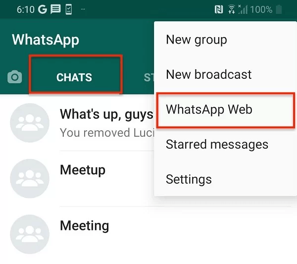 launching the WhatsApp application on their phone