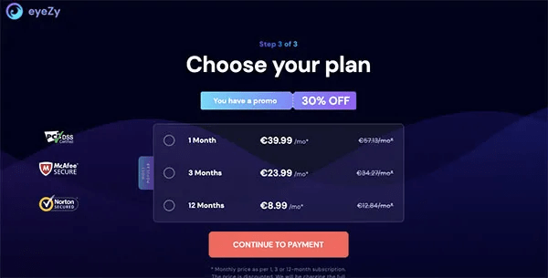 Choose eyezy Plan