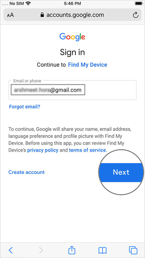 Sign in Google account