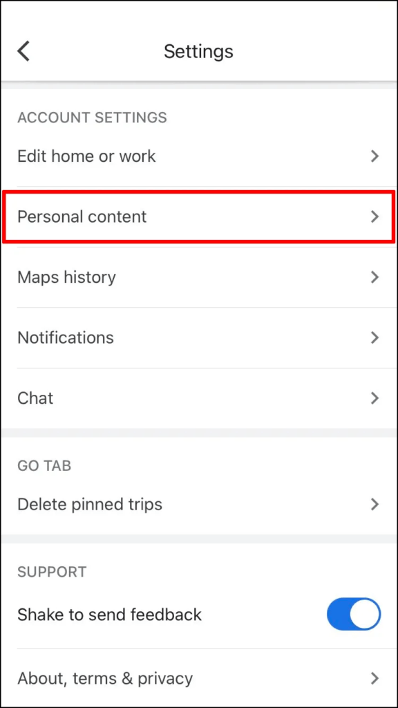 Tap on "Personal content."