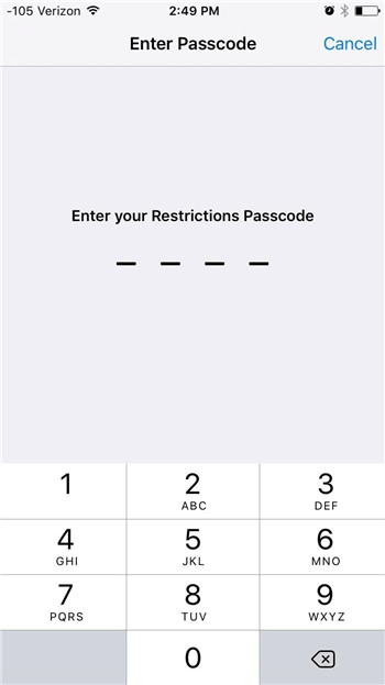 Set a Restrictions Passcode