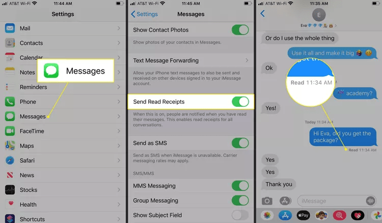 disable read receipts on iPhone