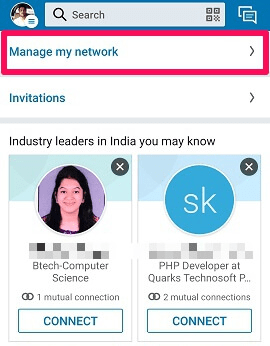 linkedin manage my network