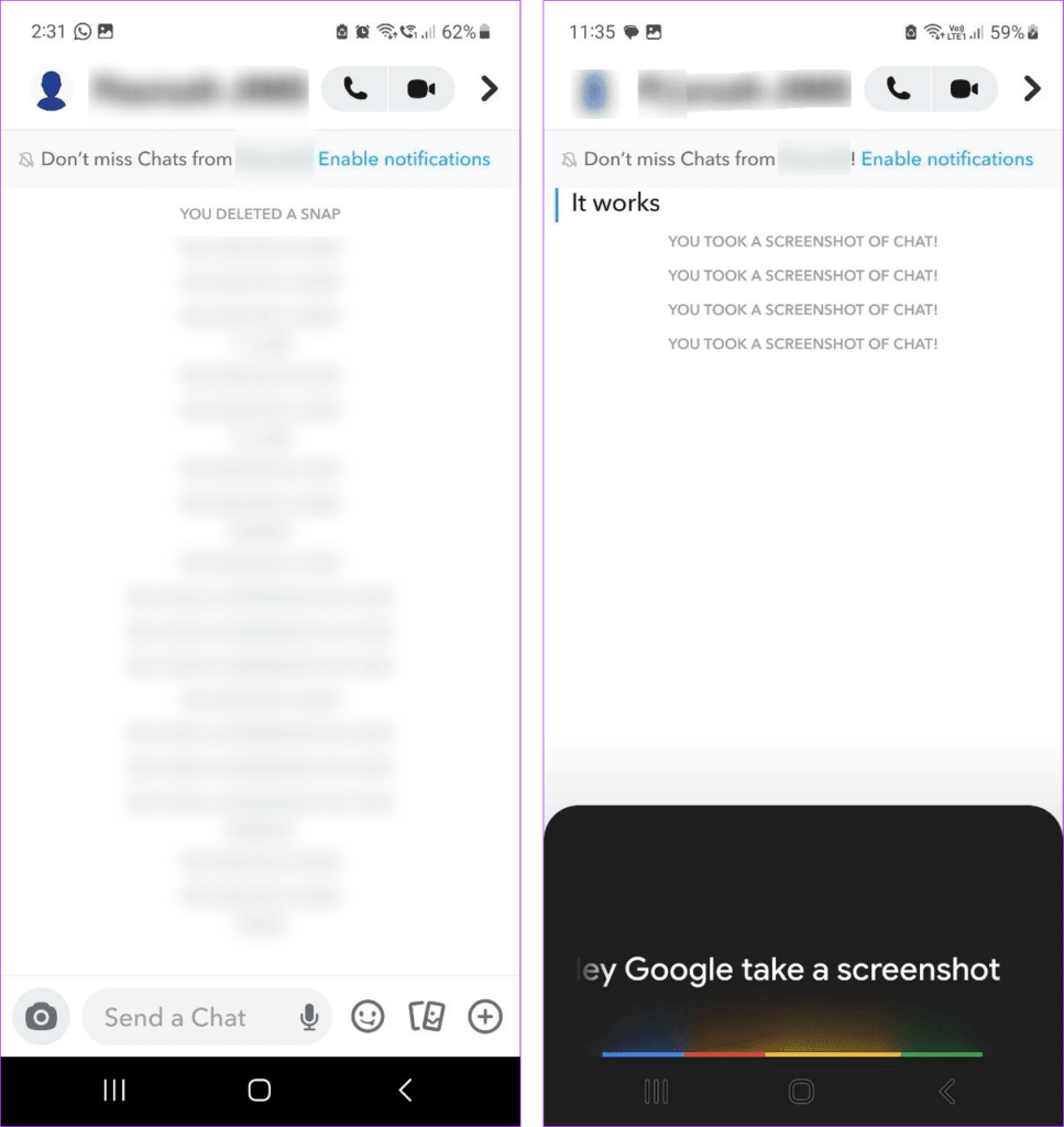  take screenshots on Snapchat without them knowing using Google Assistant