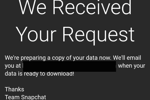 Snapchat will send you an email confirming your data request